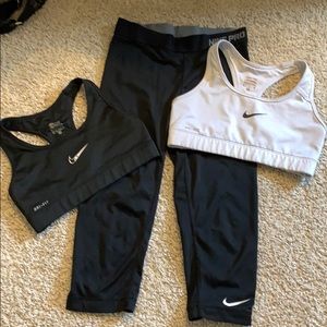 Nike Pro Leggings&Dri-Fit Black & White Sports Bra
